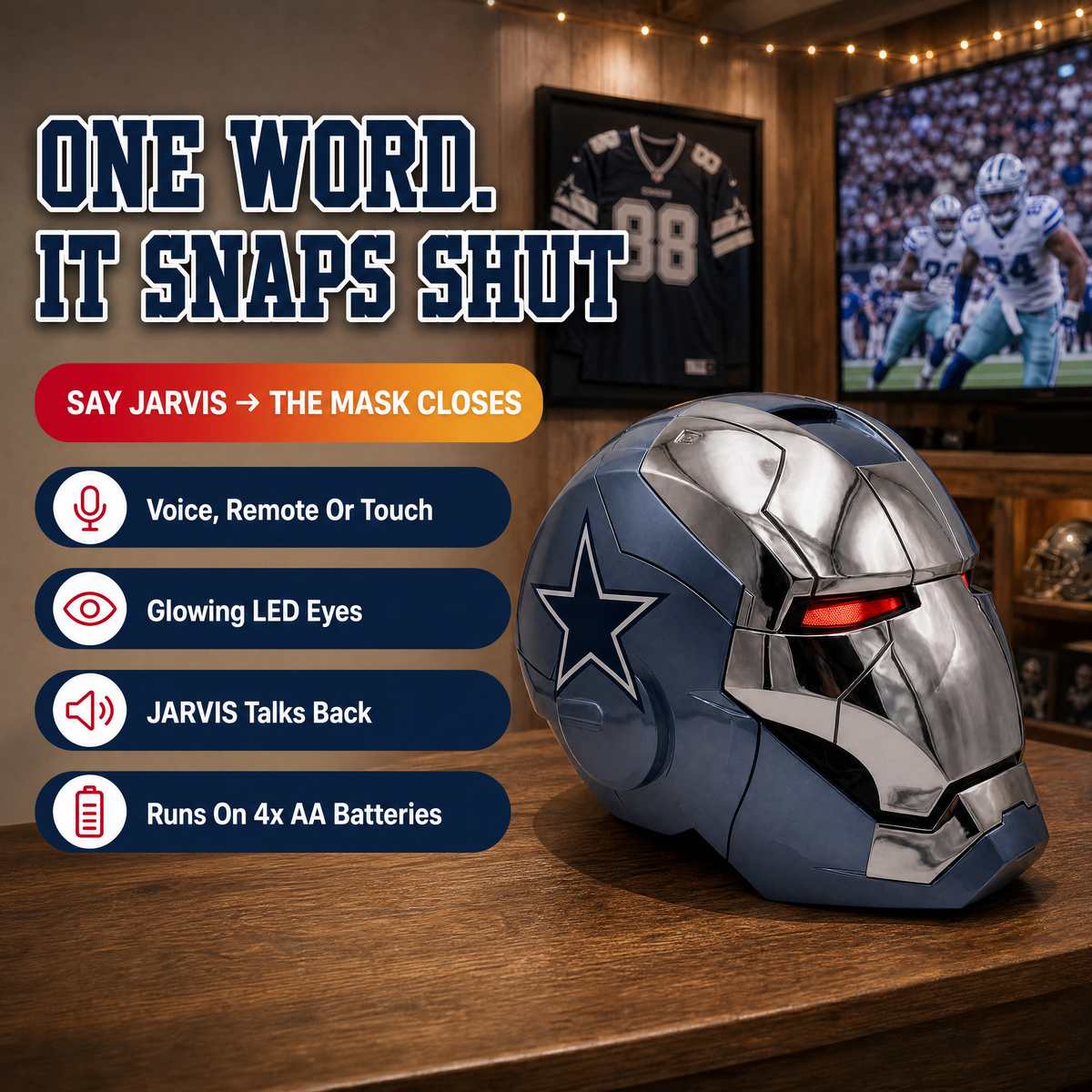 NFL Iron Man Helmet — say Jarvis and it closes